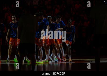 VALENCIA BASKETTEAM VOR EINEM SPIEL Stockfoto