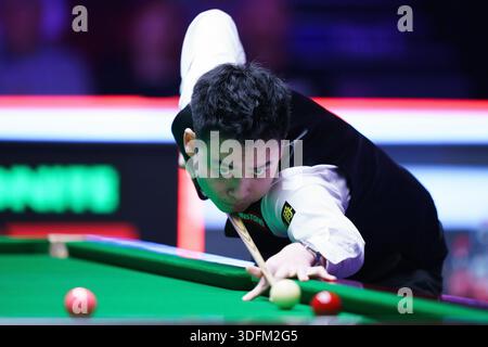 London, Großbritannien. Januar 2026. Während des Spiels zwischen Kyren Wilson und Si Jiahui beim Johnstone's Paint Masters Snooker 2026 im Alexandra Palace, London, England am 13. Januar 2026 Credit: Dylan Hepworth/Every Second Media Credit: Every Second Media/Alamy Live News Stockfoto
