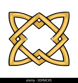 Goldene komplizierte Knoten Vektor Illustration, keltisch inspiriertes geometrisches Design Stock Vektor