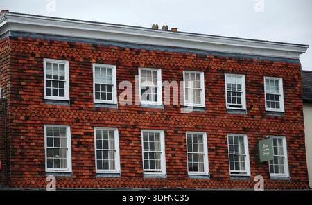 Dekorative Fliesenarbeiten an einem Gebäude in Marlborough. Stockfoto