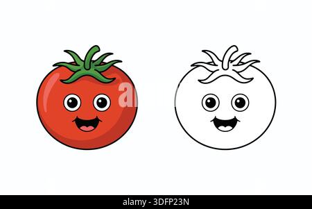 Glückliche Zeichentrickfiguren-Illustration, in voller Farbe und Strichkunst für lehrreiche oder verspielte Zwecke auf weißem Hintergrund. Stock Vektor