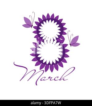 März. Postkarte zum Frauentag. Vektorabbildung Stock Vektor