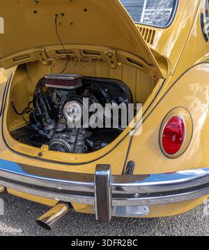Volkswagen Käfer-Motor auf der Oldtimer-Ausstellung Stockfoto
