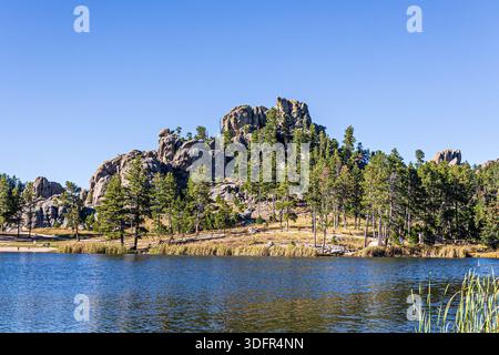 Wunderschöne Landschaft rund um Sylvan Lake im Custer State Park in South Dakota. Stockfoto