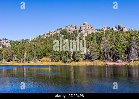Wunderschöne Landschaft rund um Sylvan Lake im Custer State Park in South Dakota. Stockfoto