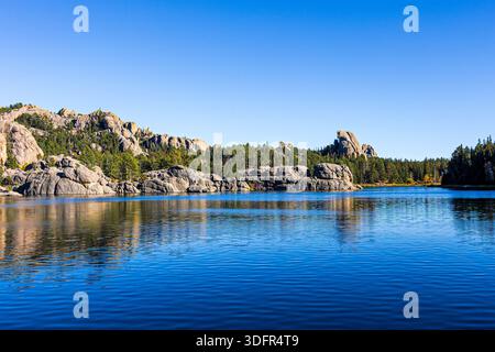Wunderschöne Landschaft rund um Sylvan Lake im Custer State Park in South Dakota. Stockfoto
