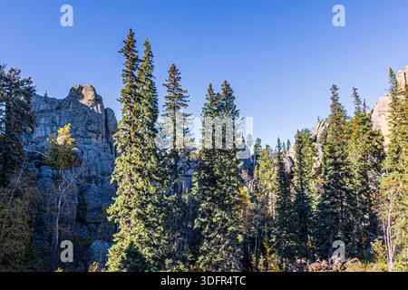 Wunderschöne Landschaft rund um Sylvan Lake im Custer State Park in South Dakota. Stockfoto