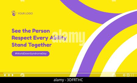 World Down Syndrome Day Miniaturbild Flat Cartoon Hand Gezeichnete Hintergrund Illustration Stock Vektor