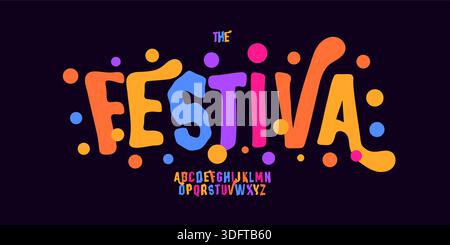 Karneval Bubble Alphabet Bold verspielte Buchstaben lustige Festival Schriftart für Bright fiesta Logo, bunte Überschrift, Geburtstag, fröhliche bunte Typografie Stock Vektor