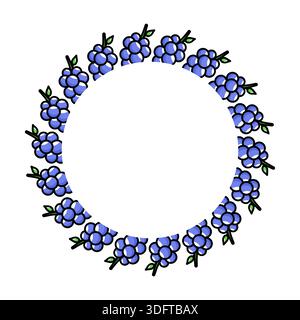 Blauer Dekorativer Rahmen Mit Blumenkranz Stock Vektor