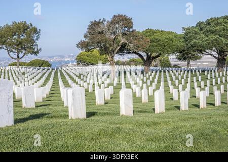 San Diego, CA, USA - 8. Februar 2020: Der Nationalfriedhof von Fort Rosecrans Stockfoto