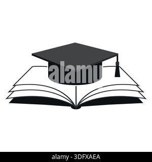 Illustration eines schwarzen Studentenmutes mit Erdkugel isoliert auf weißem Hintergrund Stock Vektor