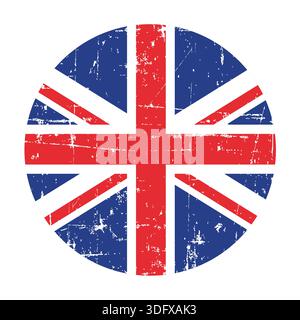 Abbildung eines Abzeichens mit der Flagge des Vereinigten Königreichs Großbritannien und Nordirland auf weißem Hintergrund Stock Vektor