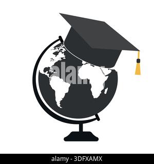 Illustration eines Studentenmutes mit Kugel auf weißem Hintergrund Stock Vektor