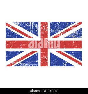 Illustration Flagge des Vereinigten Königreichs im Grunge-Stil auf weißem Hintergrund. Stock Vektor