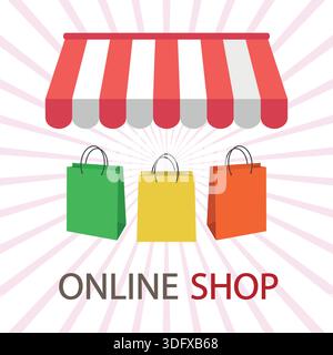 Illustrationskonzept Design Online-Shopping. Supermarktsymbol. Stock Vektor