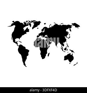 Weltkarte. Silhouette globaler Kontinente. Stock Vektor