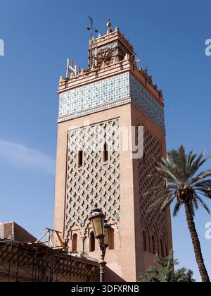 Minarett, Kasbah-Moschee, Moulay al-Yazid-Moschee, Marrakesch, Marokko, Nordafrika, UNESCO-Weltkulturerbe Stockfoto