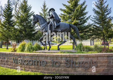 Sturgis, SD, USA - 29. Mai 2019: Ein einladendes Schild am Eingang des Preserve Parks Stockfoto