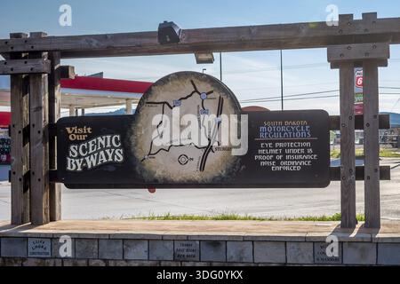 Sturgis, SD, USA - 29. Mai 2019: Ein einladendes Schild am Eingang des Preserve Parks Stockfoto