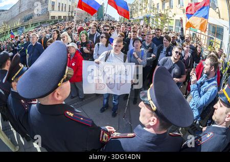 Samara, Russland - 5. Mai 2018: Opposition Kundgebung vor Präsident Wladimir Putins Eröffnungsfeier Stockfoto