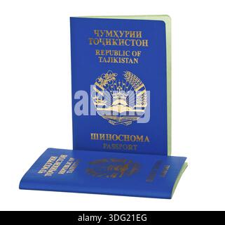 Tadschikistan-Pässe auf weißem Hintergrund Stockfoto