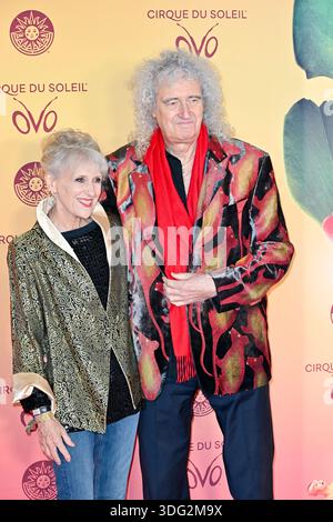 London, Großbritannien. Januar 2026. Sir Brian May und Lady Anita Dobson nehmen an der britischen Premiere der Cirque du Soleil Produktion von „OVO“ in der Royal Albert Hall in London teil. Quelle: LFP/Alamy Live News Stockfoto