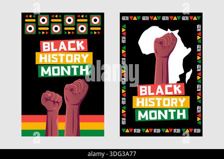Poster zur Sammlung von Illustrationen für den Monat der schwarzen Geschichte Stock Vektor