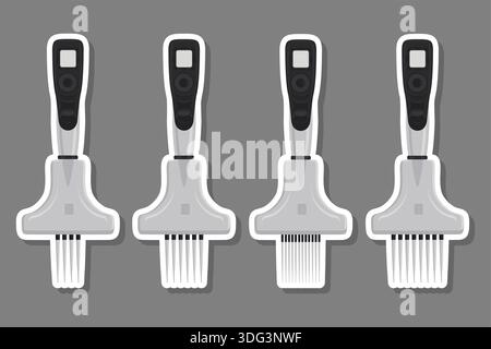 Illustration zum Thema große Kit verschiedene medizinische Pipette, Pipette für Labor. Muster-Pipette, bestehend aus vielen medizinischen Laborpipetten auf der Rückseite Stock Vektor