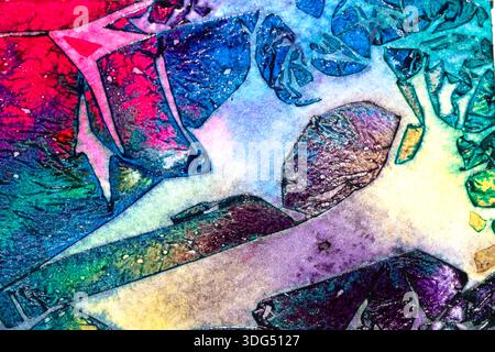 Abstrakte farbige Tinte geometrischer Buntglasstil Farbhintergrund Stockfoto