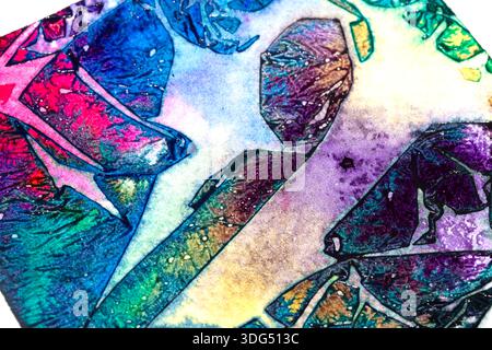 Abstrakte farbige Tinte geometrischer Buntglasstil Farbhintergrund Stockfoto