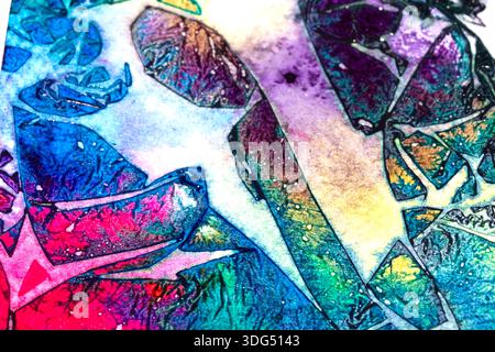 Abstrakte farbige Tinte geometrischer Buntglasstil Farbhintergrund Stockfoto