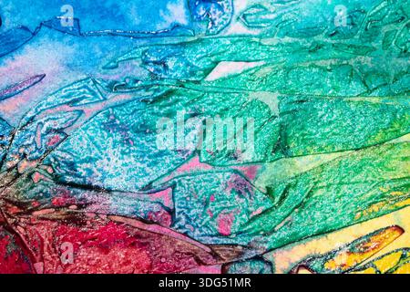 Abstrakte farbige Tinte geometrischer Buntglasstil Farbhintergrund Stockfoto
