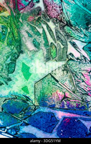 Abstrakte farbige Tinte geometrischer Buntglasstil Farbhintergrund Stockfoto