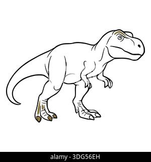 Wilde Tyrannosaurus Rex Dinosaurier Illustration, kühne Umrisse, isoliert auf weißem Hintergrund, prähistorische Kreatur Vektor Stock Vektor