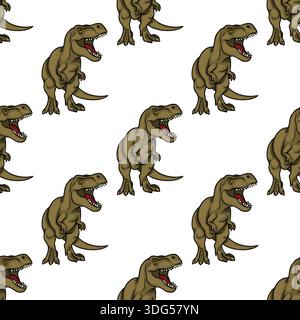 Roaring Tyrannosaurus Rex Dinosaurier Muster Vektor Illustration, prähistorische Kreatur wiederholen Hintergrund für Kinder Stock Vektor