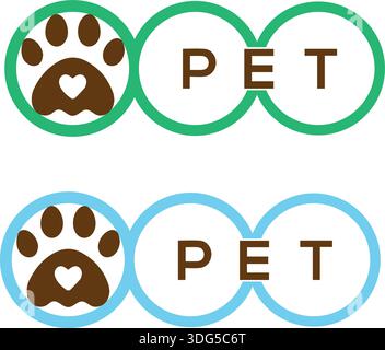 Hunde- und Katzentierfreundliche Icon-Schilder in duelliger Farbe mit Logo-Design Stock Vektor
