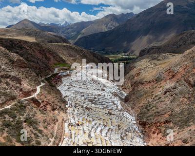 Maras Salzminen, Peru Stockfoto