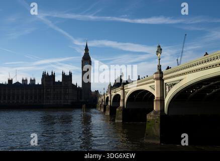 Houses of Parliament mit Westminster Bridge, London Stockfoto