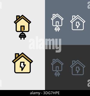 Sustainable renewable energy symbol or clipart set - filled and outlined symbols. Stock Vektor
