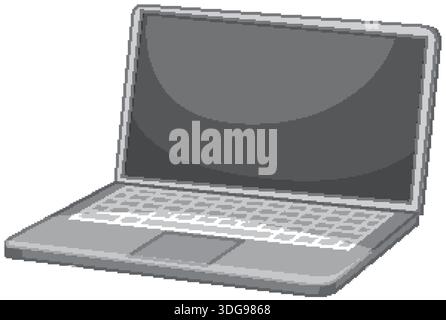 Eine klare Vektordarstellung eines offenen grauen Laptops mit leerem Bildschirm Stock Vektor