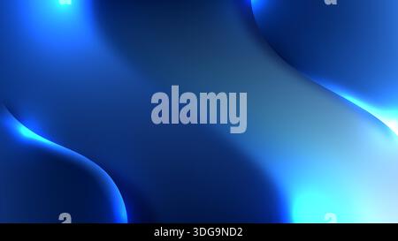 Abstrakter blauer Hintergrund mit fließenden Neonverläufen und schlanken Indigo-Wellen für modernes digitales Design Stock Vektor