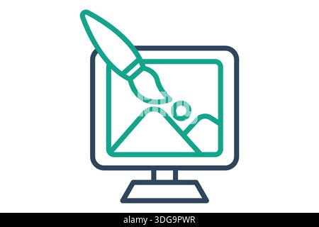 Symbol für digitale Kunst. Liniensymbolstil. Symbol für digitales Kreativ. Illustration des Vektors der Kreativität Stock Vektor