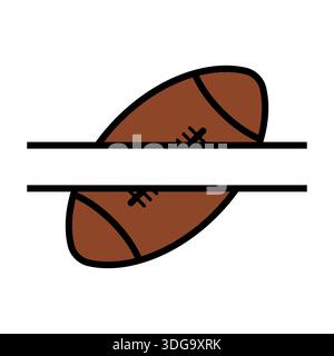Banner American Football Ball mit auffälligen schwarzen Schnittlinien Stock Vektor