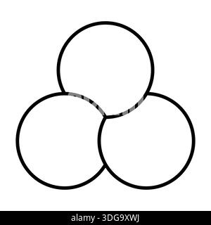 Drei überlappende Kreise umrahmen das Diagramm minimaler geometrischer venn Stock Vektor