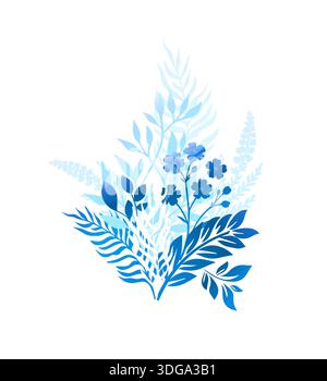 Blauer Blumenstrauß klein. Handgezeichnet. Nicht AI, Vektordarstellung Stock Vektor