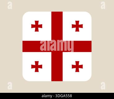 Flagge von Georgia Vektorsymbol mit abgerundeten Ecken, ein nationales Symbol für Reisen und patriotische Designkonzepte. Stock Vektor