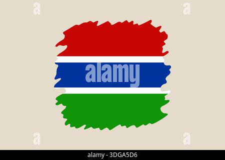 Die Gambia-Flagge wurde in einer kreativen kartenähnlichen Form für nationale patriotische Konzepte und Reisekonzepte entworfen. Stock Vektor