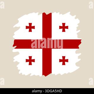 Georgianischer Nationalflaggenvektor mit einer kreativen Pinselstrichkante, einer patriotischen Symbolillustration. Stock Vektor