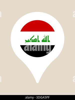 Irakische Nationalflagge innerhalb einer Karte Lage Pin, ein Vektorsymbol, das Reise, Ziel und irakische Identität symbolisiert. Stock Vektor